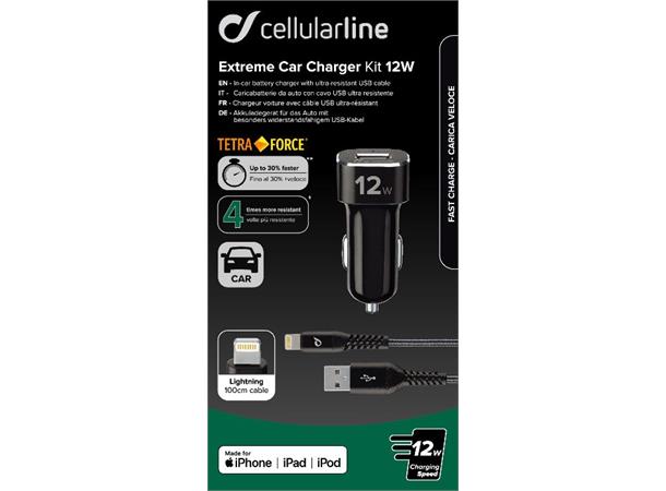 Tetra Force Extreme Car Charger Kit 12W 12/24 V ladekit for lightning, iPhone