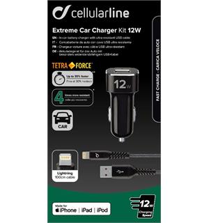 Tetra Force Extreme Car Charger Kit 12W 12/24 V ladekit for lightning, iPhone 