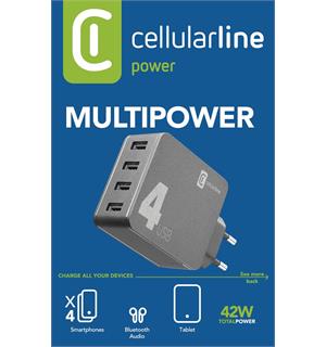 Multipower 4 220V-lader med fire USB-porter, 42W 