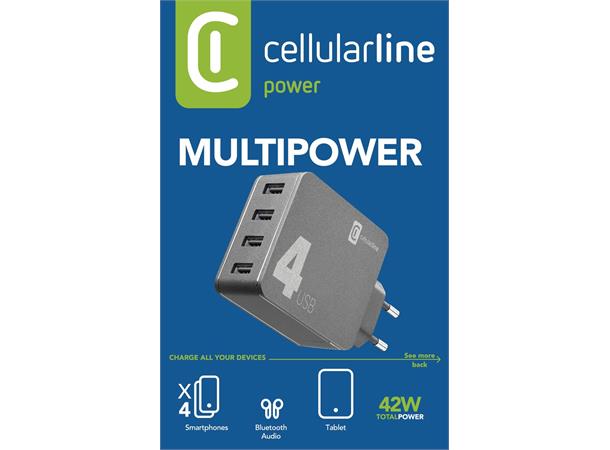 Multipower 4 220V-lader med fire USB-porter, 42W