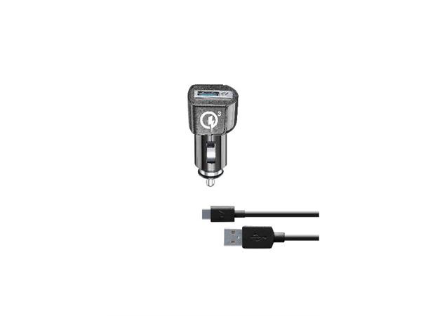 USB Car Charger Kit QC 18W 12/24 V ladekit for Huawei, Type-C