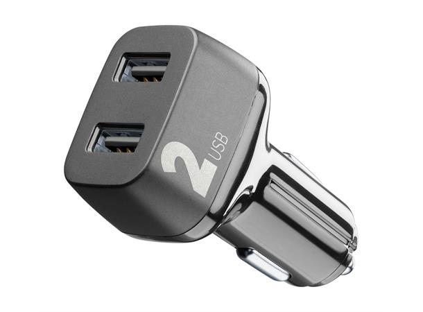 Car Multipower 2 24W 12/24 V USB-lader med to uttak