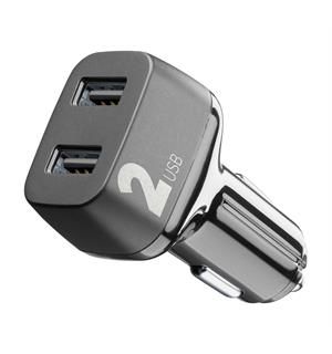 Car Multipower 2 24W 12/24 V USB-lader med to uttak 