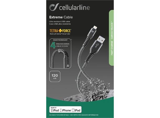 Tetra Force Cable 120cm - Lightning Ekstra sterk kabel for lightning, 1.2 M