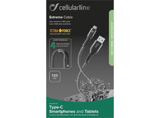 Tetra Force Cable 120cm - USB C Ladekabel for Type-C, 1.2M, ekstra sterk