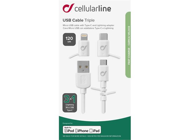 USB Data Cable Triple Lightning/Type-C & Micro USB