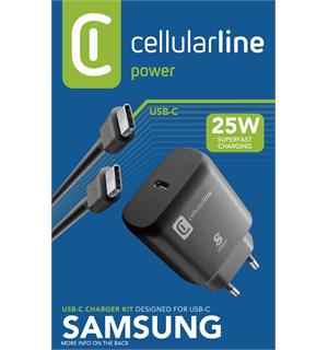 USB-C Charger kit 25W Samsung Black 220 V USB-C til USB-C, 25W 