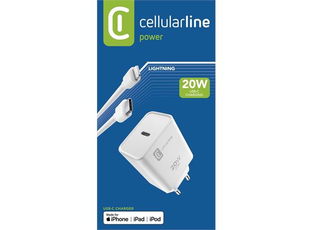 USB-C Charger Kit 20W - Usb-C to Light. 220 V ladekit med Lightning/Type-C