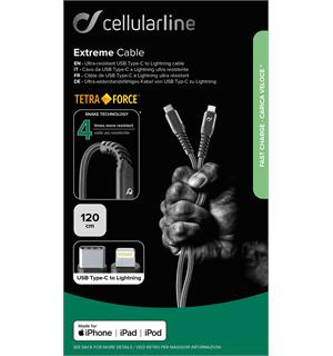 USB CABLE EXTR. USB-C TO APPLE 2M BLACK Tetraforce Cable 200cm - USB-C to Lightn 