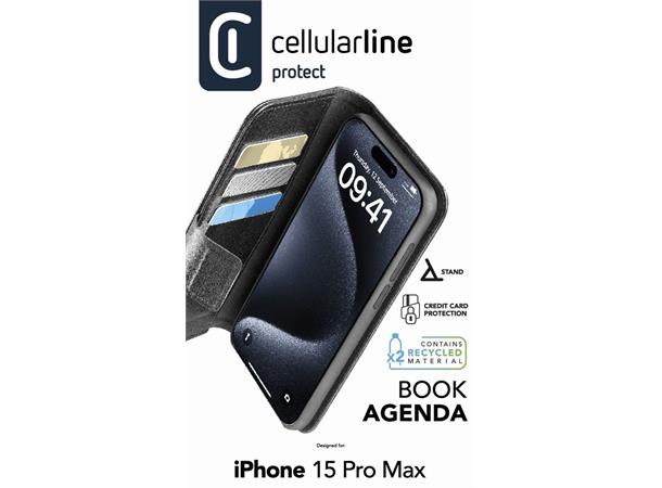 Book Agenda 2 Case Iphone 15Promax Black Elegance and functionality Book case