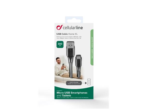 USB Data Cable Home XL Ladekabel for Micro USB 3M