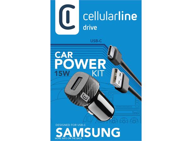 Adaptive Fast Car Charger Kit 15W 12/24 V ladekit for Samsung, Type-C